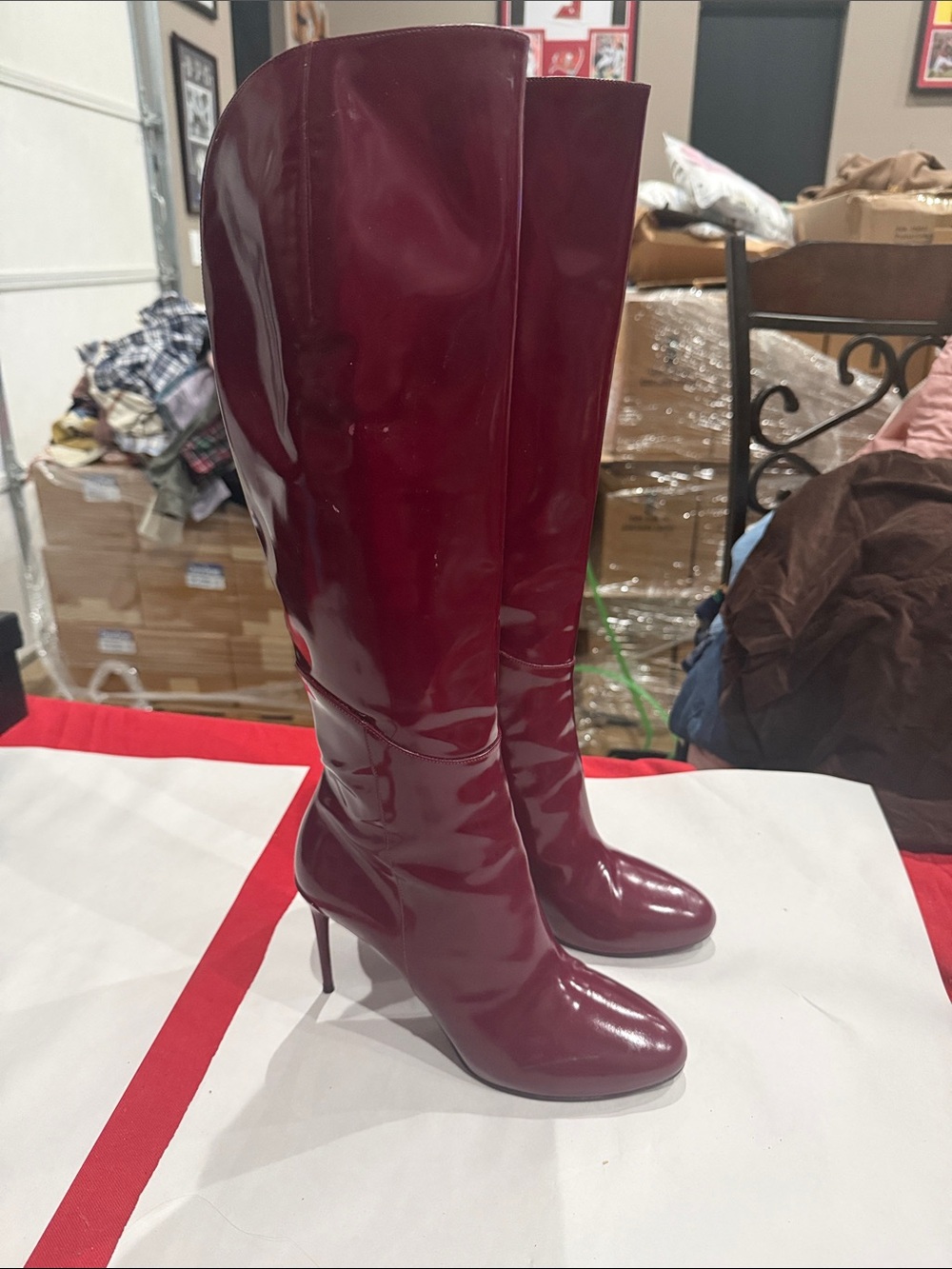 Gucci Patent Over-the-Knee Boots in Deep Burgundy